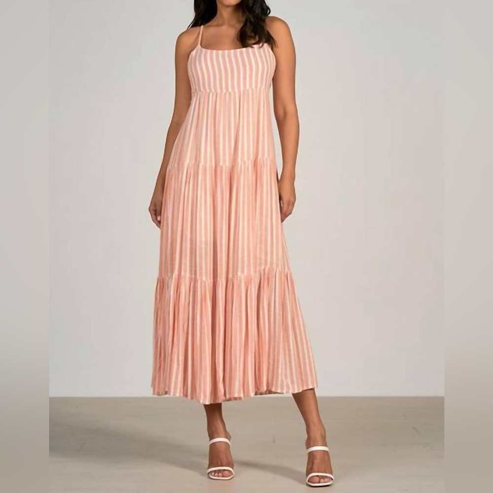 Elan Peach Striped Maxi Dress